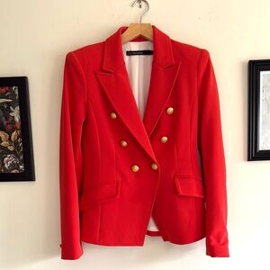 Iris Setlakwe Red Double Breasted Waist Length Blazer Women Size 2